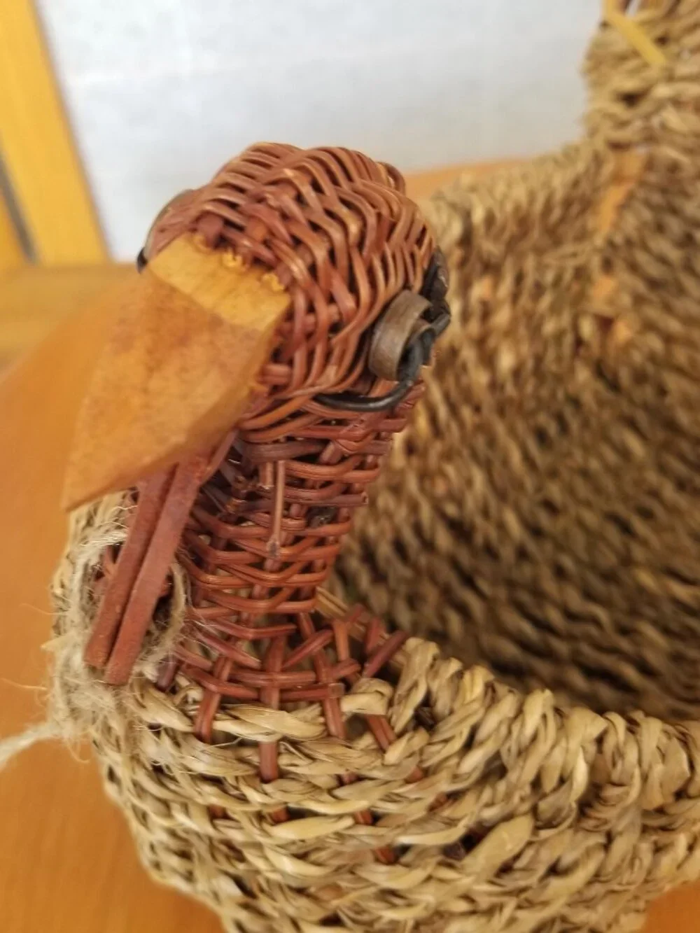 Vintage Wicker Turkey Basket Farmhouse Cottage Country Bird